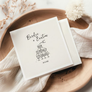 Serviette En Papier Mariage de tour de Champagne illustré manuscrit