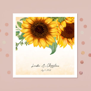 Serviette En Papier Mariage de tournesol aquarelle