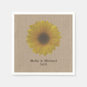 Serviette En Papier Mariage de tournesol jaune inspiré Burlap serviett