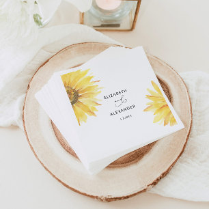 Serviette En Papier Mariage de tournesol minimaliste