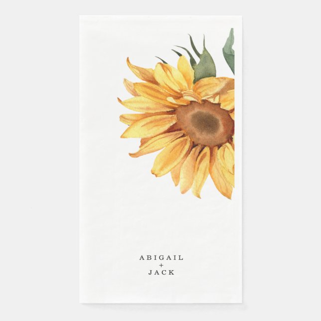 Serviette En Papier Mariage de tournesol personnalisé (Devant)