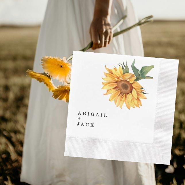 Serviette En Papier Mariage de tournesol personnalisé (Créateur téléchargé)