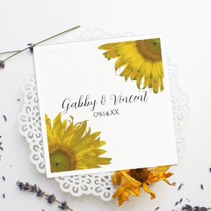 Serviette En Papier Mariage de tournesols jaunes