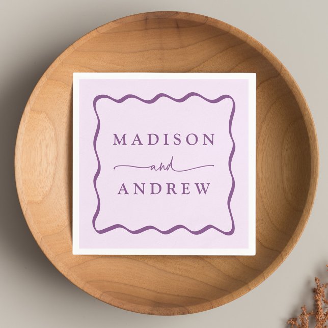Serviette En Papier Mariage de trame violet moderne (Créateur téléchargé)