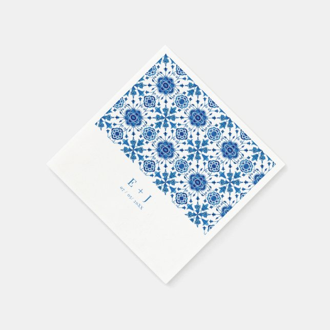Serviette En Papier Mariage de tuiles modernes été méditerranéen (Coin)