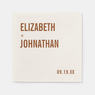 Serviette En Papier Mariage de typographie Boho Terracotta