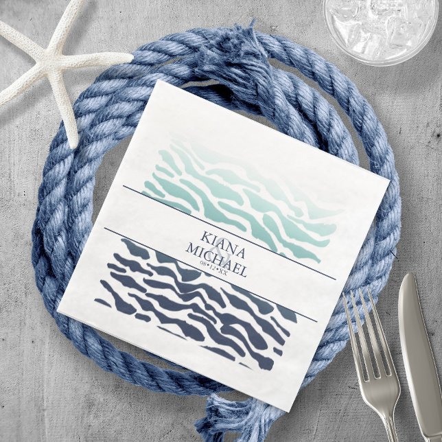 Serviette En Papier Mariage de vague bleue ID836 (Créateur téléchargé)