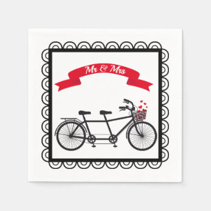 Serviette En Papier Mariage de vélo Tandem Napkin