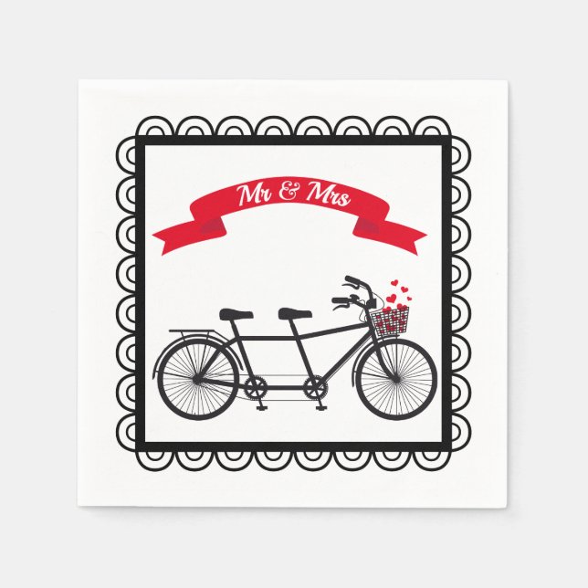 Serviette En Papier Mariage de vélo Tandem Napkin (Devant)