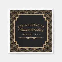 Mariage de ventilateur Art déco noir et or