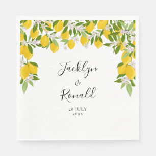 Serviette En Papier Mariage de verdure à la floraison de citron