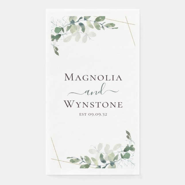 Serviette En Papier Mariage de verdure Eucalyptus personnalisé (Devant)