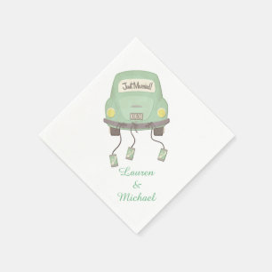 Serviette En Papier Mariage de voiture Lune de miel verte