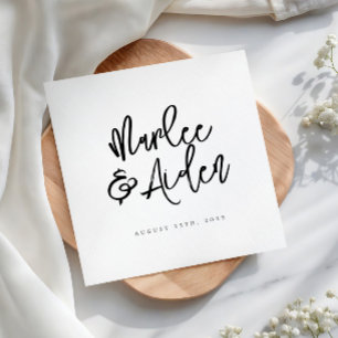 Serviette En Papier Mariage décontracté manuscrit personnalisé