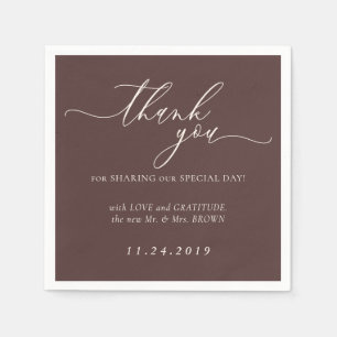 Serviette En Papier Mariage Décor Minimaliste Brun Chocolat