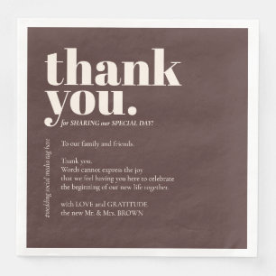 Serviette En Papier Mariage Décor Minimaliste Brun Cholate Merci