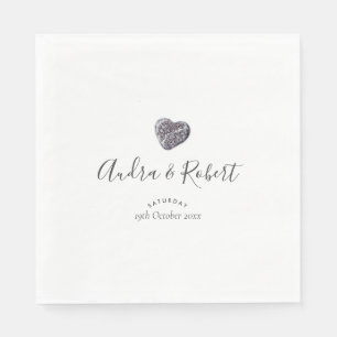 Serviette En Papier Mariage Découverte de Cœur de Galet
