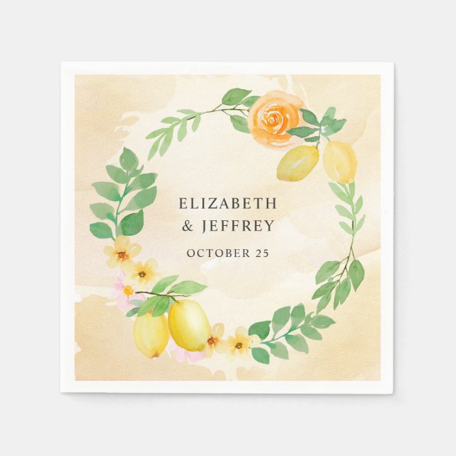 Serviette En Papier Mariage de'été bohème au citron rustique (Devant)