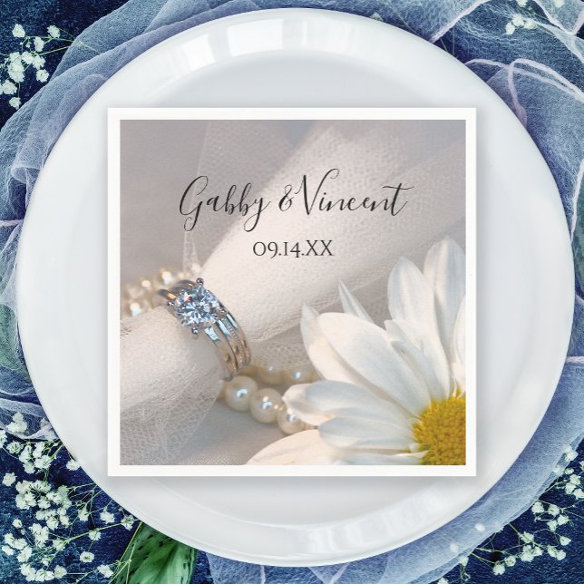 Serviette En Papier Mariage d'élégance de marguerite blanche (Créateur téléchargé)