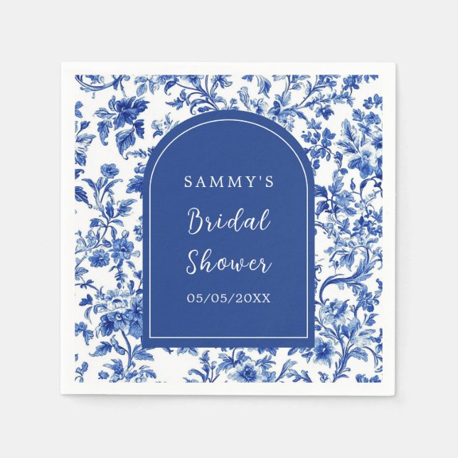 Serviette En Papier Mariage Delft Blue Antique Chinoiserie (Devant)