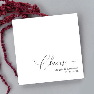 Serviette En Papier Mariage délicat avec queue de script monoline blan