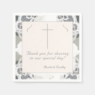 Serviette En Papier Mariage Dentelle Champagne-Rose