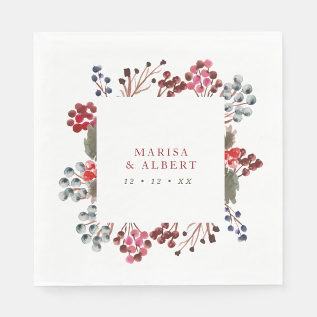 Serviette En Papier Mariage des baies d'hiver (Devant)