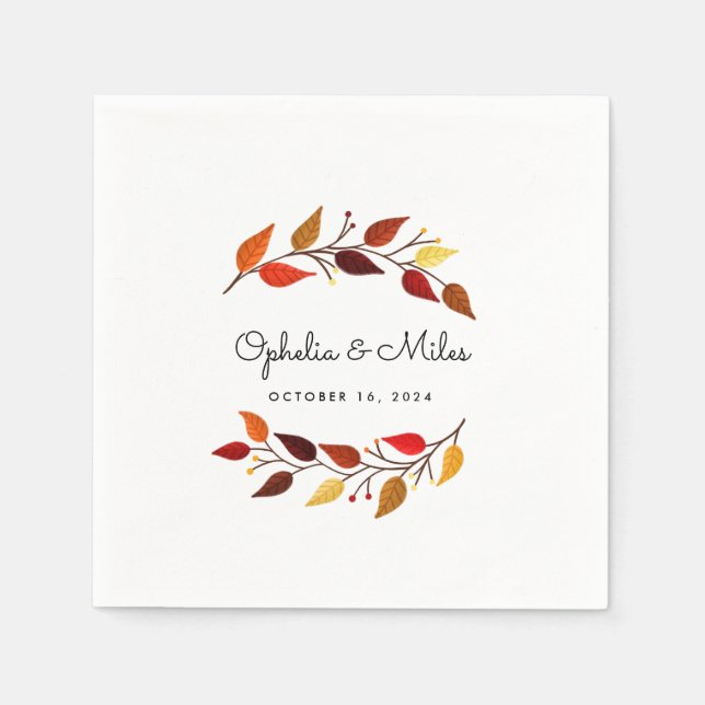 Serviette En Papier Mariage des branches d'automne (Devant)