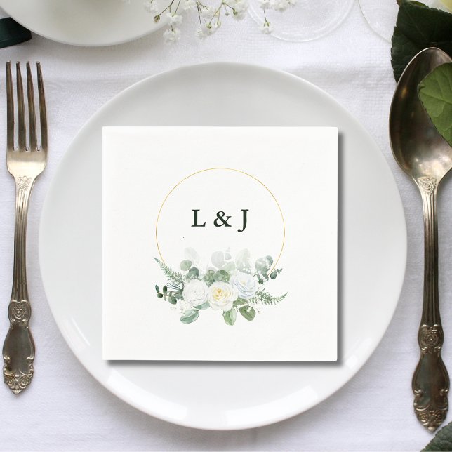Serviette En Papier Mariage des initiales en or de Monogramme sur mesu (Créateur téléchargé)