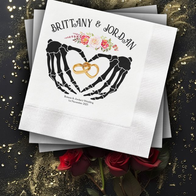 Serviette En Papier Mariage des mains de squelette gothique clair (Créateur téléchargé)