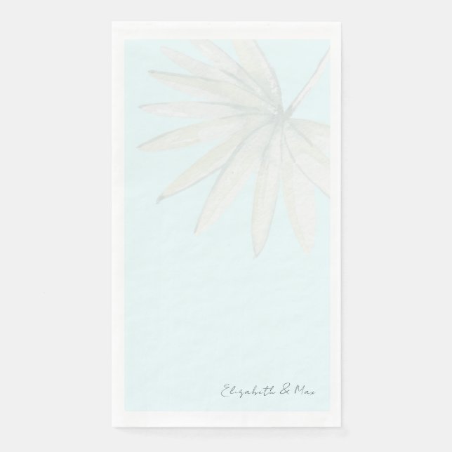 Serviette En Papier Mariage des noms de couples tropicaux bleu glace (Devant)