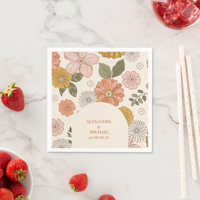 Serviette En Papier Mariage des tonalités à thème des années 70 Super  (En situation)