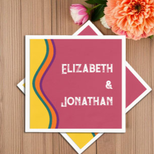 Serviette En Papier Mariage des vagues du sud-ouest rétro