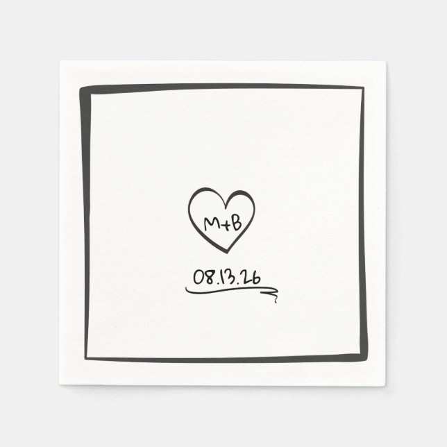 Serviette En Papier Mariage d'esquisse simple et intemporel (Devant)