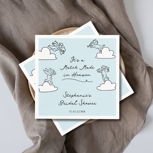 Serviette En Papier Mariage Dessiné à la Main Bleu Fait au Ciel Baby S (Créateur téléchargé)