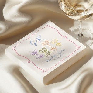 Serviette En Papier Mariage Dessiné à la Main Coloré et Excentrique