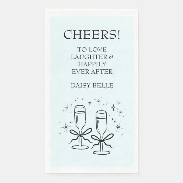 Serviette En Papier Mariage Dessiné à la Main Doodle Vert (Devant)