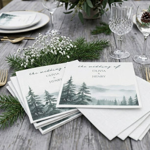 Serviette En Papier Mariage Destination Montagne Deep Forest