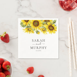 Serviette En Papier Mariage d'été au tournesol élégant