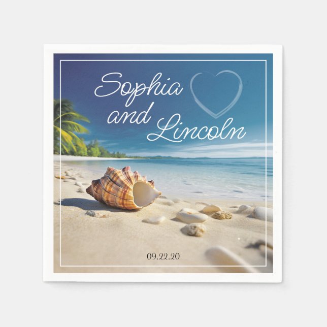 Serviette En Papier Mariage d'été élégant (Devant)