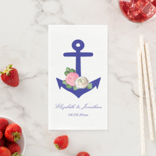 Serviette En Papier Mariage d'été floral marine