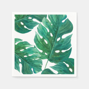 Serviette En Papier Mariage d'été hawaïen à feuille de palmier verte t