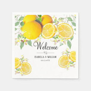 Serviette En Papier Mariage d'été moderne Lemon Boho