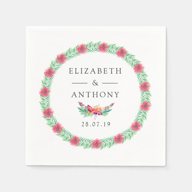 Serviette En Papier Mariage d'été tropical (Devant)