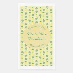 Serviette En Papier Mariage d'été tropical Ananas et Palm Feuille
