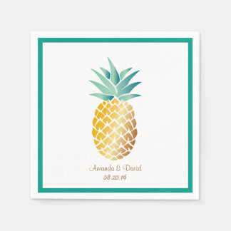 Serviette En Papier Mariage d'été tropical de l'ananas hawaïen