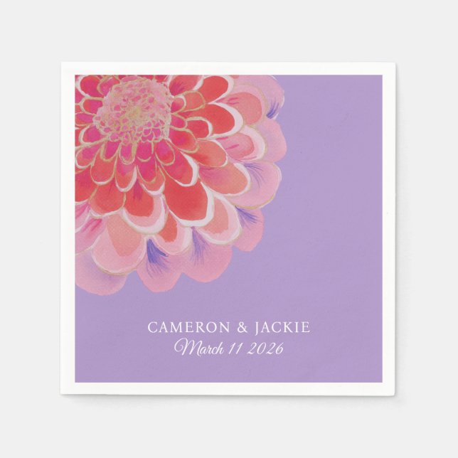 Serviette En Papier Mariage d'été Zinnia Violet (Devant)