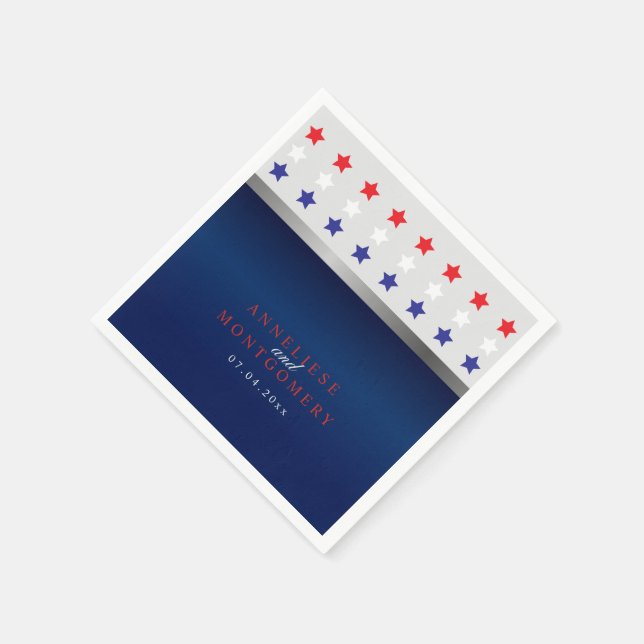 Serviette En Papier Mariage d'étoiles patriotique rouge, blanc et bleu (Coin)
