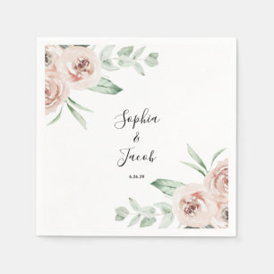 Serviette En Papier Mariage d'eucalyptus rose pâle