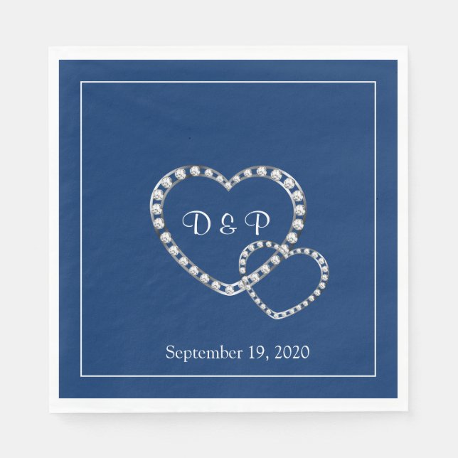 Serviette En Papier Mariage deux coeurs papier serviettes (Devant)